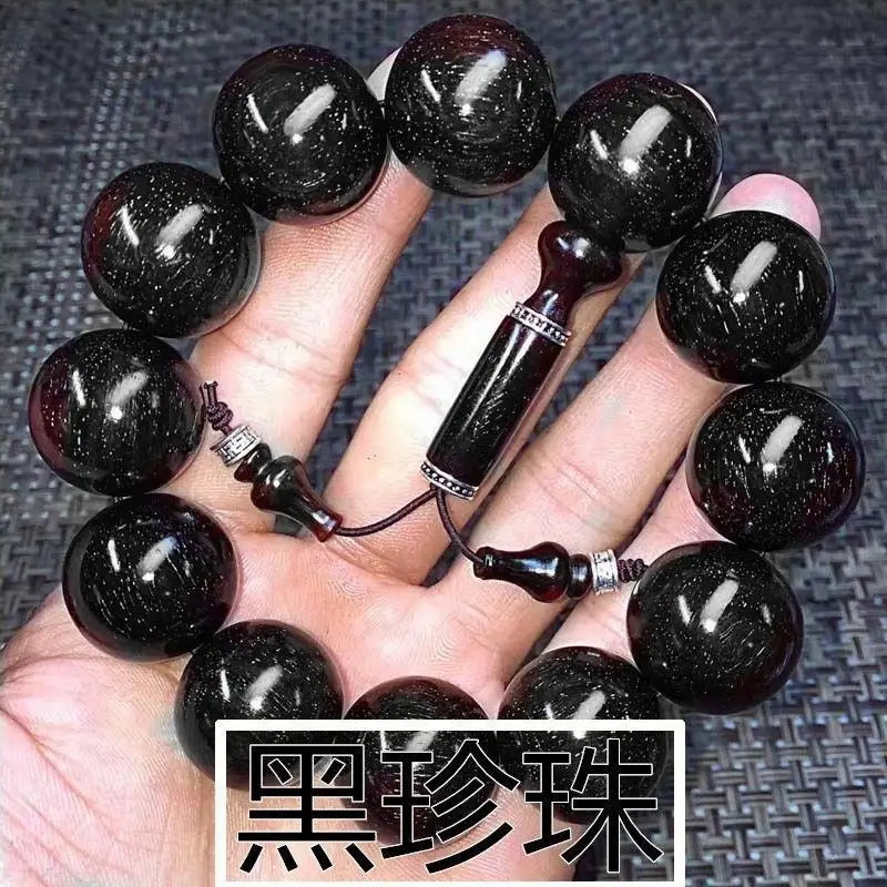 High-End Indian Pterocarpus Santalinus Bracelet Old Materials Full Gold Star Buddha Beads Bracelet Accessories Men and Women