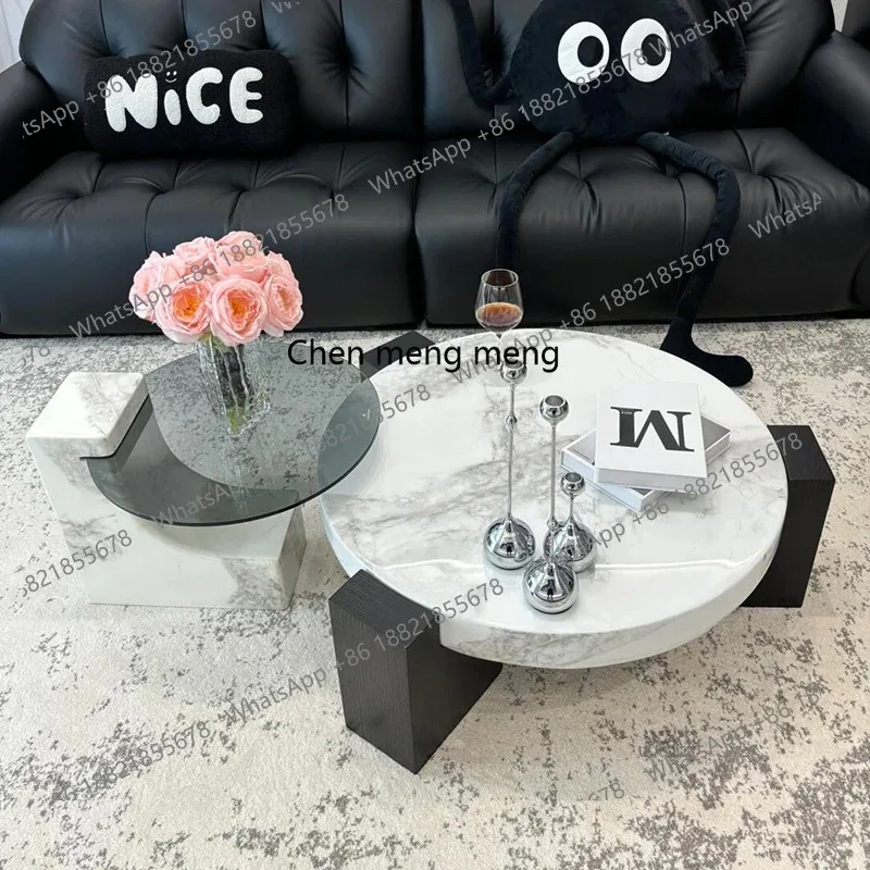 

RH Italian minimalist marble, living room family small apartment modern, round retro style tea table