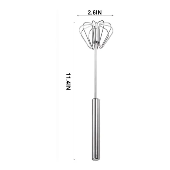11 Inch Semi-Automatic Hand Push Rotary Whisk, Stainless Steel Egg Beater Mixer for Cream Whipping & Stirring