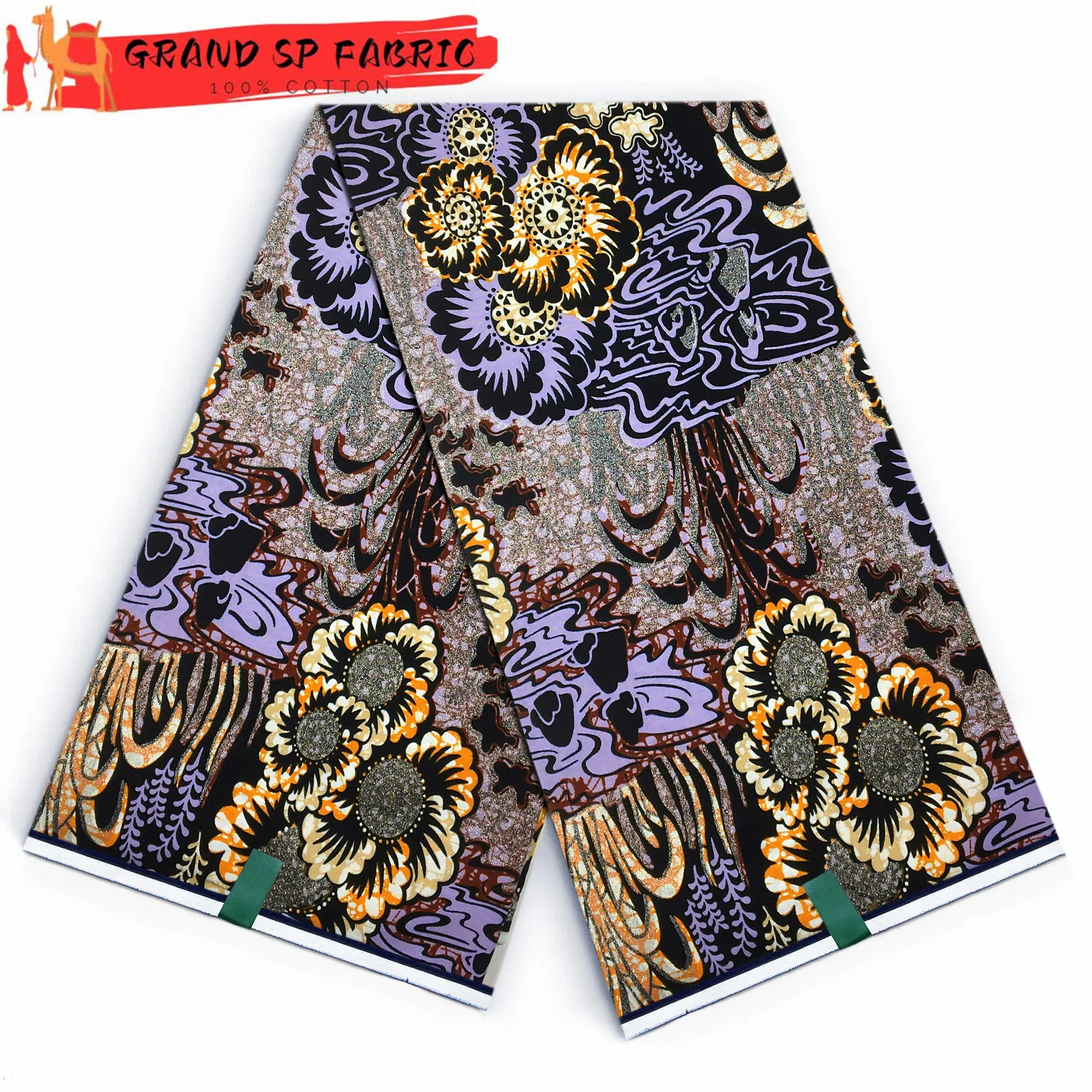 

Grand Super African Wax Print Fabric For Sewing Guaranteed Real Ankara Fabric High Quality 100% Cotton Women's Fabric 6Yards V1