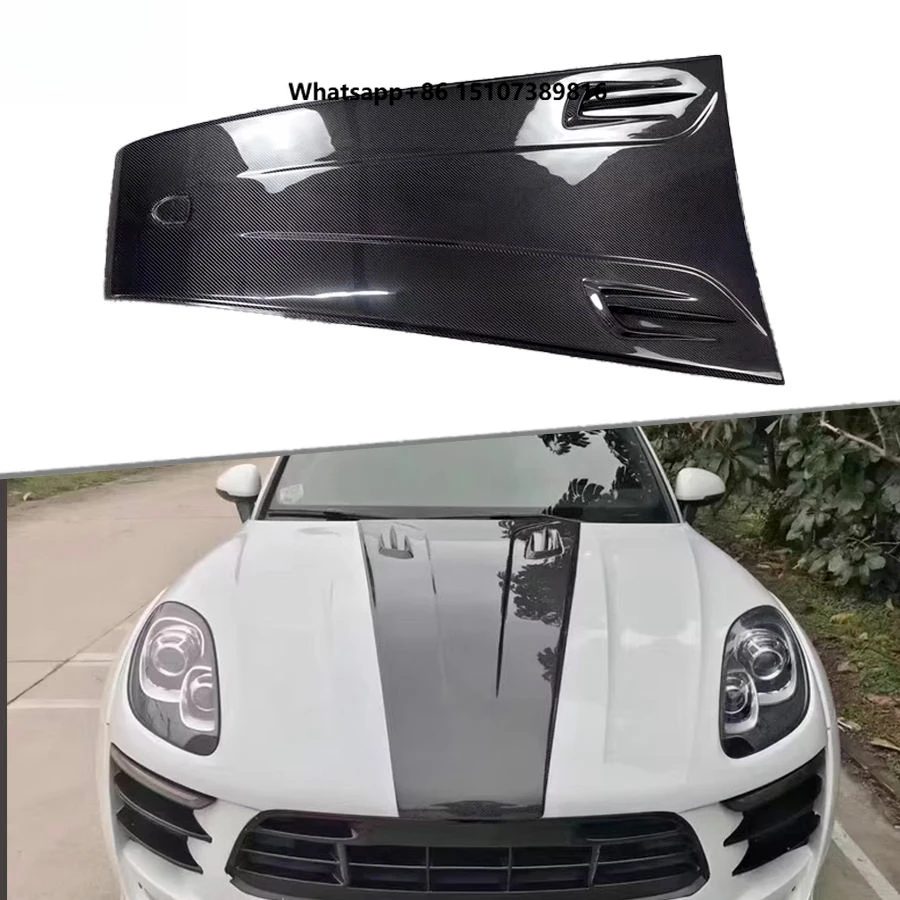 

High Quality Real Carbon Fiber Front Engine Hood W/ Air Vents Body Kits for Macan 2014-2018 Bonnet Cover Car Refitting