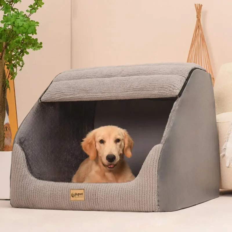 

Fluffy Washable Pet Tent Cave Bed Removable Hood Cozy Blanket Kennel Dog House Indoor Large Niche Pour Chien House Accessories