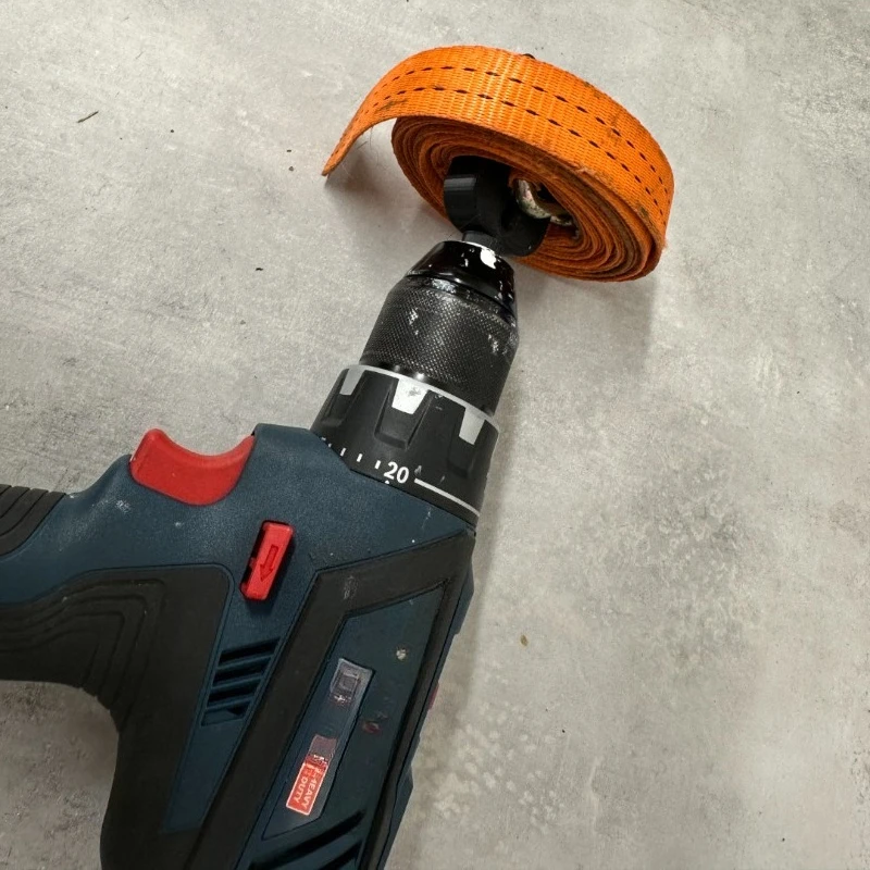 

Say Goodbye to Manual Winding! Ratchet Strap with Electric Retractor, 13mm Chuck Drill-driven, 60mm Wide Strap with One-button