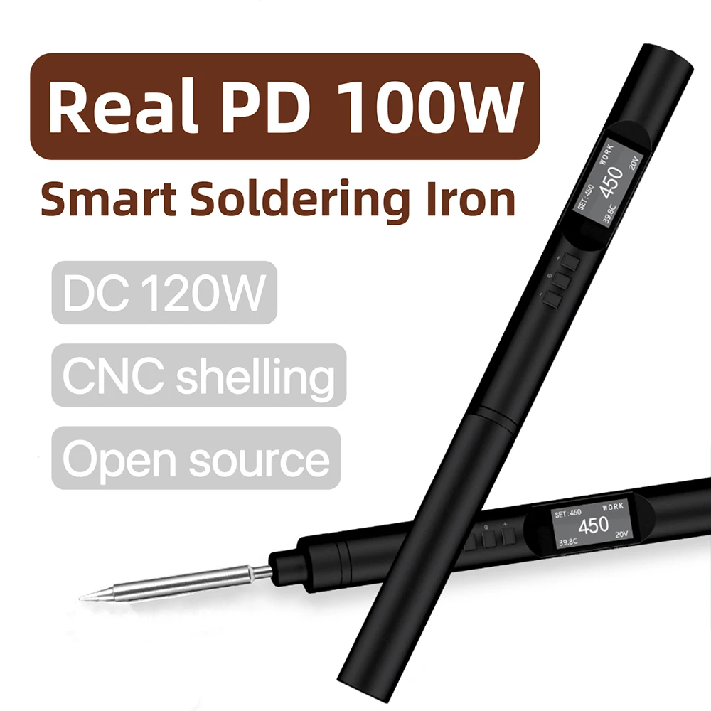 

PTS200 PD3.0 100W Smart Soldering Iron ESP32 Open Source Support PD/QC Compatible with T12 T13 TS101 for RC Repair DIY Tool