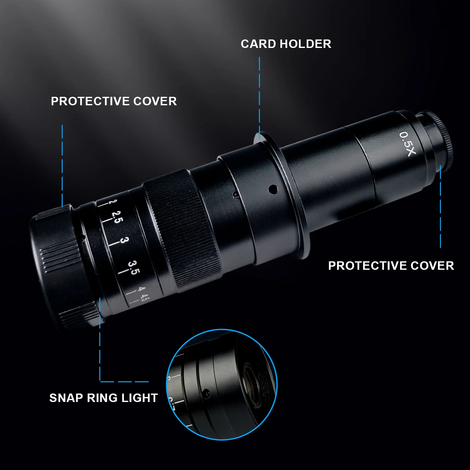0.7X~4.5X Magnification Optional 130X 180X 150X Adjustable Zoom C Mount Lens 25mm For HDMI VGA USB Video Microscope Camera