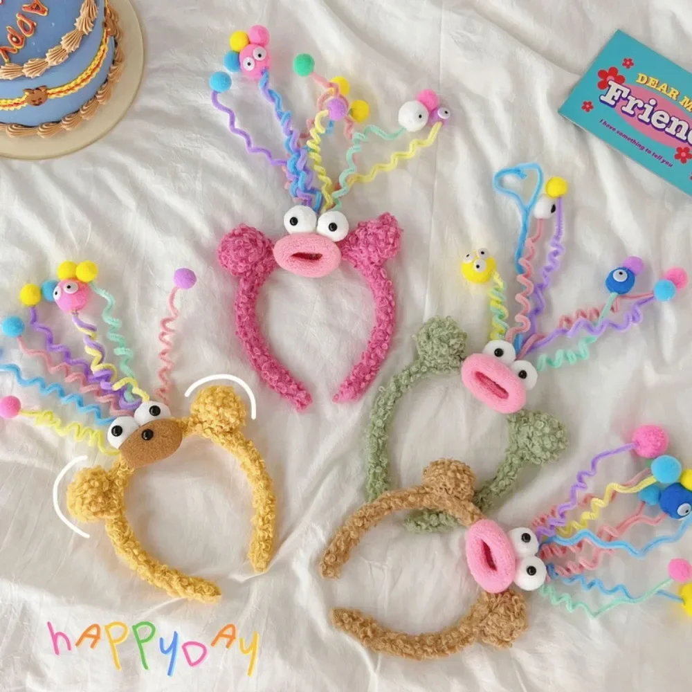 2024 Cartoon Sausage Mouth Wool Roll Hairbands Kids Lovely Funny Headband Ornament Hoops Band Hair Accessories Gift