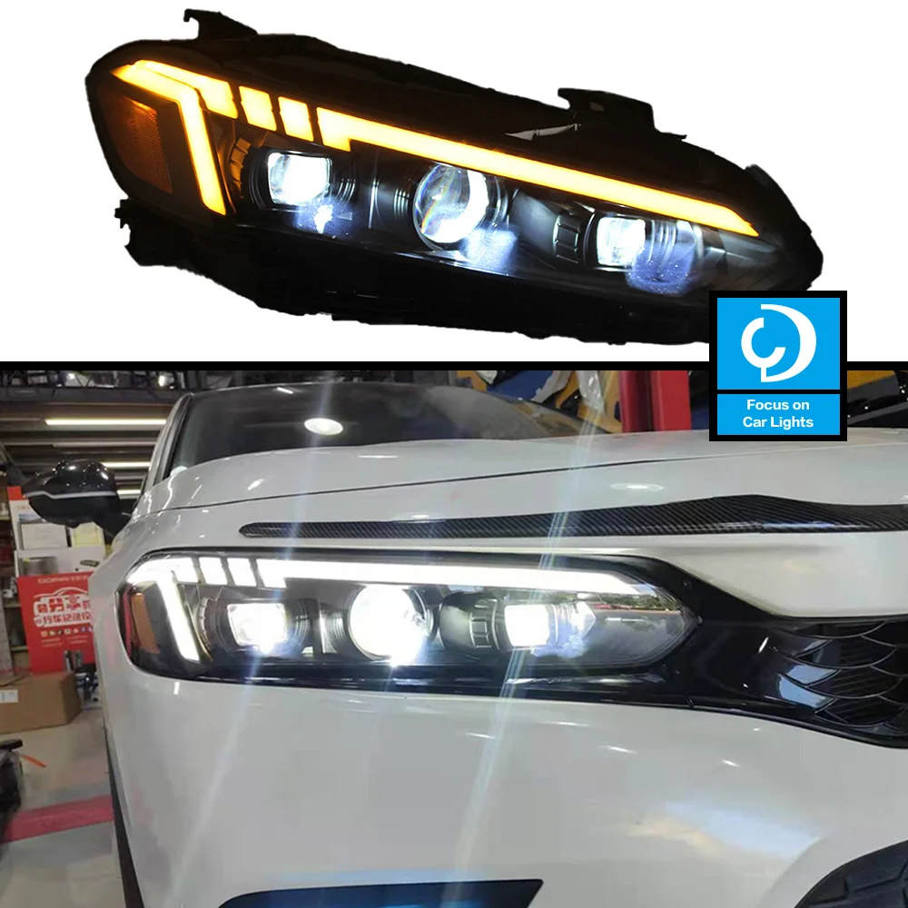 Car Front Headlight For 2022 New CIVIC Fiesta LED HeadLamp Styling Dynamic Turn Signal Lens Automotive Accessories Assembly 2PCS