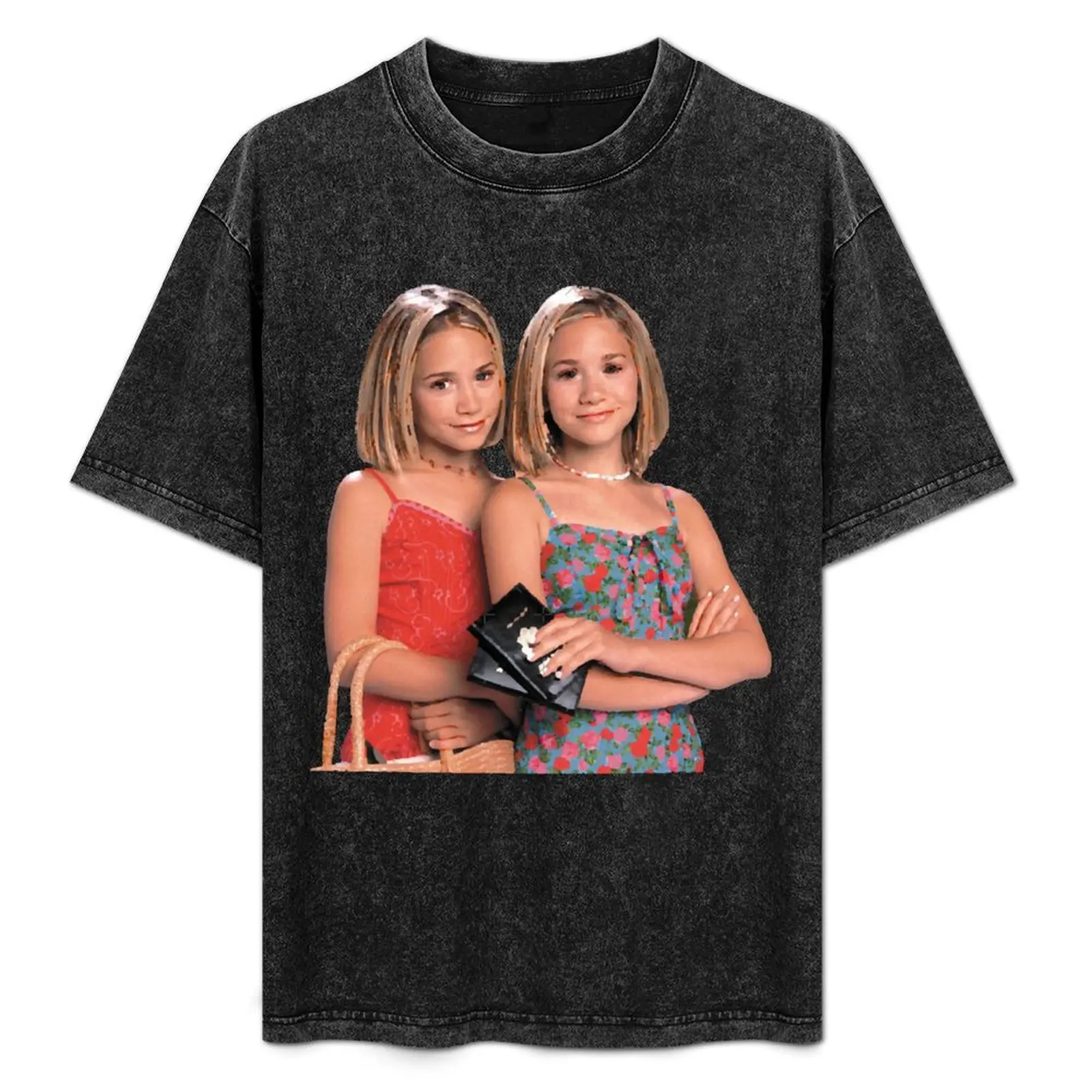 

Mary Kate _amp_ Ashley Olsen Twins T-Shirt Basic Casual Short Sleeve Cotton Shirt