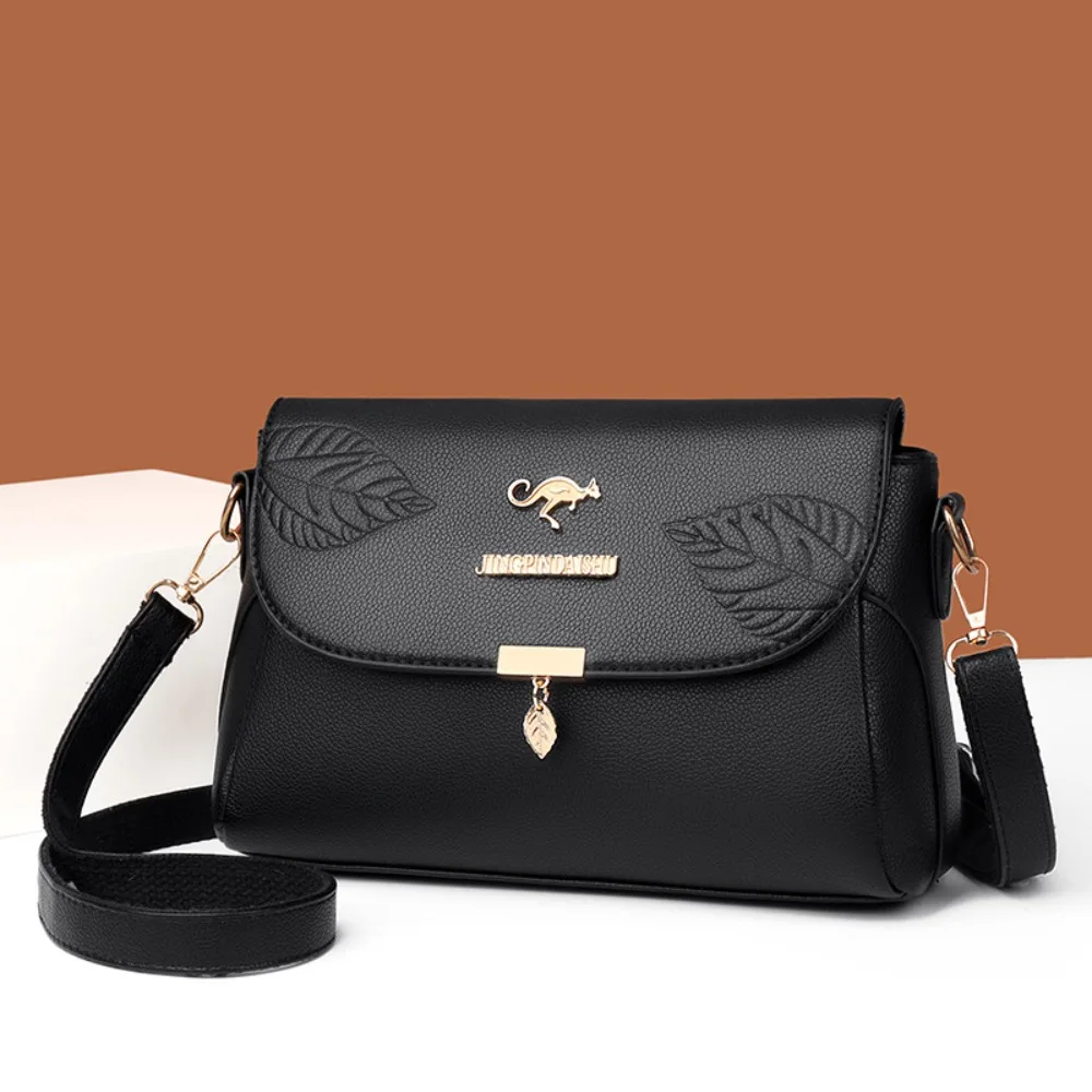 

Durable Multi Pocket Shoulder Bag Leather Casual Mobile Phone Bag Solid Color Multiple Usages Ladies Messenger Bag Female