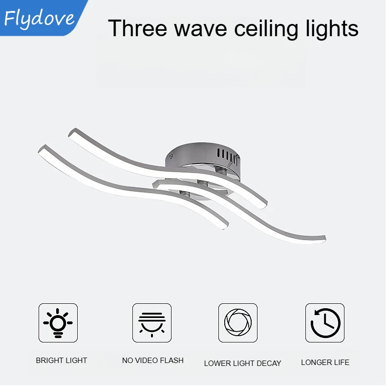 

Modern LED Wave Ceiling Light Aisle Hallway Bedroom Living Dining Room Stairs Indoor Fork Shaped Home Lighting Decor Fixtures