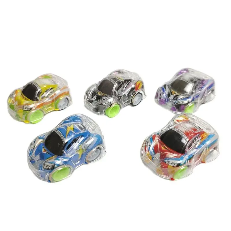 Cartoon transparente pull back carro para crianças, presente de festa pequena, Giveaway Pinata Fillers, brinquedos de prêmios escolares, 10pcs por lote