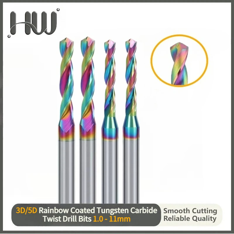 Foret en carbure monobloc revêtu DLC 3D 5D 1-12mm, outil CNC à refroidissement externe pour le perçage de l'aluminium, du cuivre et du bois