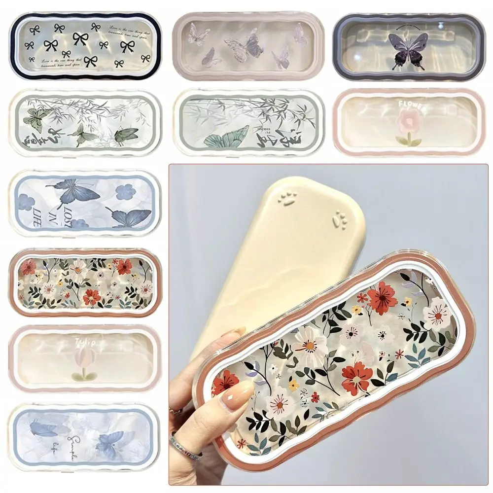Kunststoff-Brillenetui mit Schleife, sichtbar, transparent, für Sonnenbrillen, Aufbewahrungsbox, tragbar, Schmetterlings- und Blumenbrillen-Schutzhülle