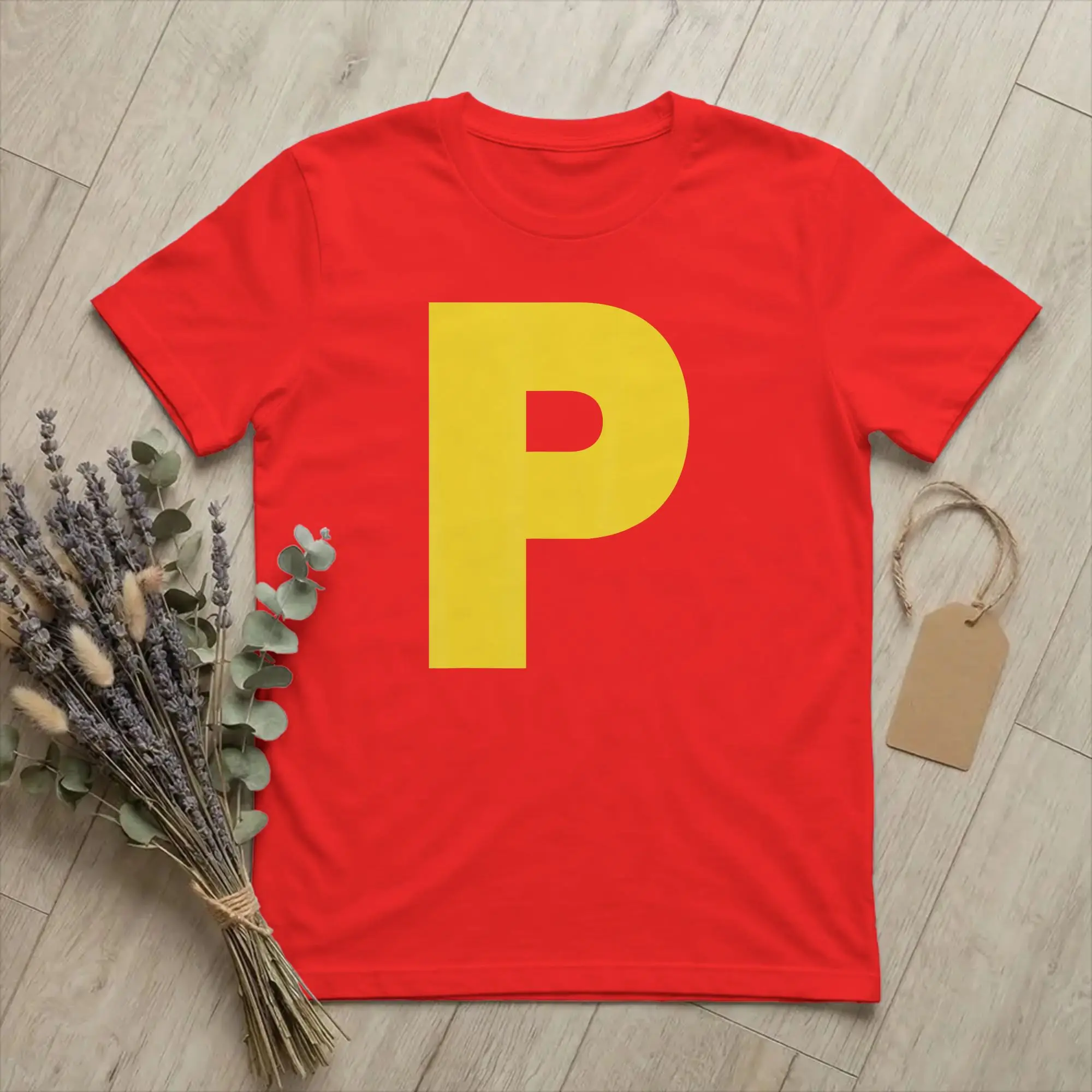 Humorous Letter P Chipmunk Group Matching Cosplay T-Shirt Men 100% Cotton T Shirts Costume Short Sleeve Tee Shirt Adult merch