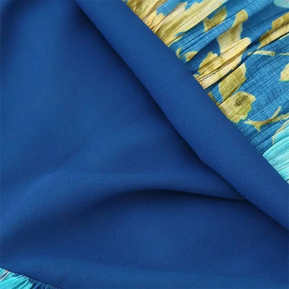 Feminino com estampa decorativa em camadas sem alças fora do ombro estilo midi vestido novo de verão