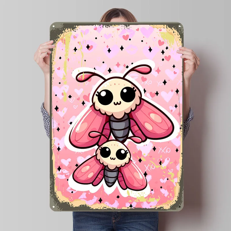 لطيف الوردي العث المعادن ملصق غرفة الزينة تخصيص معدن القصدير علامات للأطفال غرفة الديكور صور عناصر الجدار الديكور #1