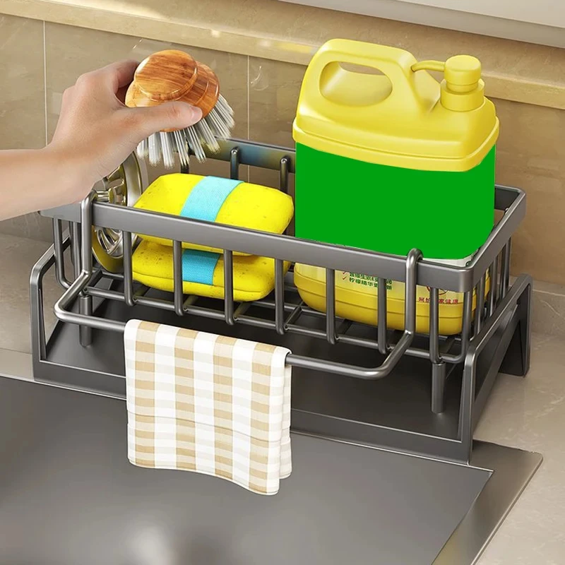 1set Plastic Dish Cloth & Sponge Holder, Household Faucet Sponge Drain Rack With Dishcloth Holder, Multifunctional Durable Clean