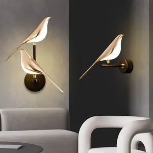 Kreativer Vogel 360 ° Rotatable LED -Wandlampen, Raum, Kopfteil, Innenraum, Gold, Schalter Berührung, Wandleuchten, Lampe Haus Hauptverkäufe Golden Passaro - №6