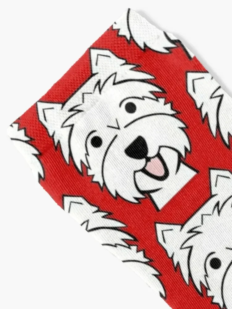 West Highland Terrier - Westies - Westie dogs - red background Westie dog breed Socks new in's Soccer Men's Socks Luxury Women's