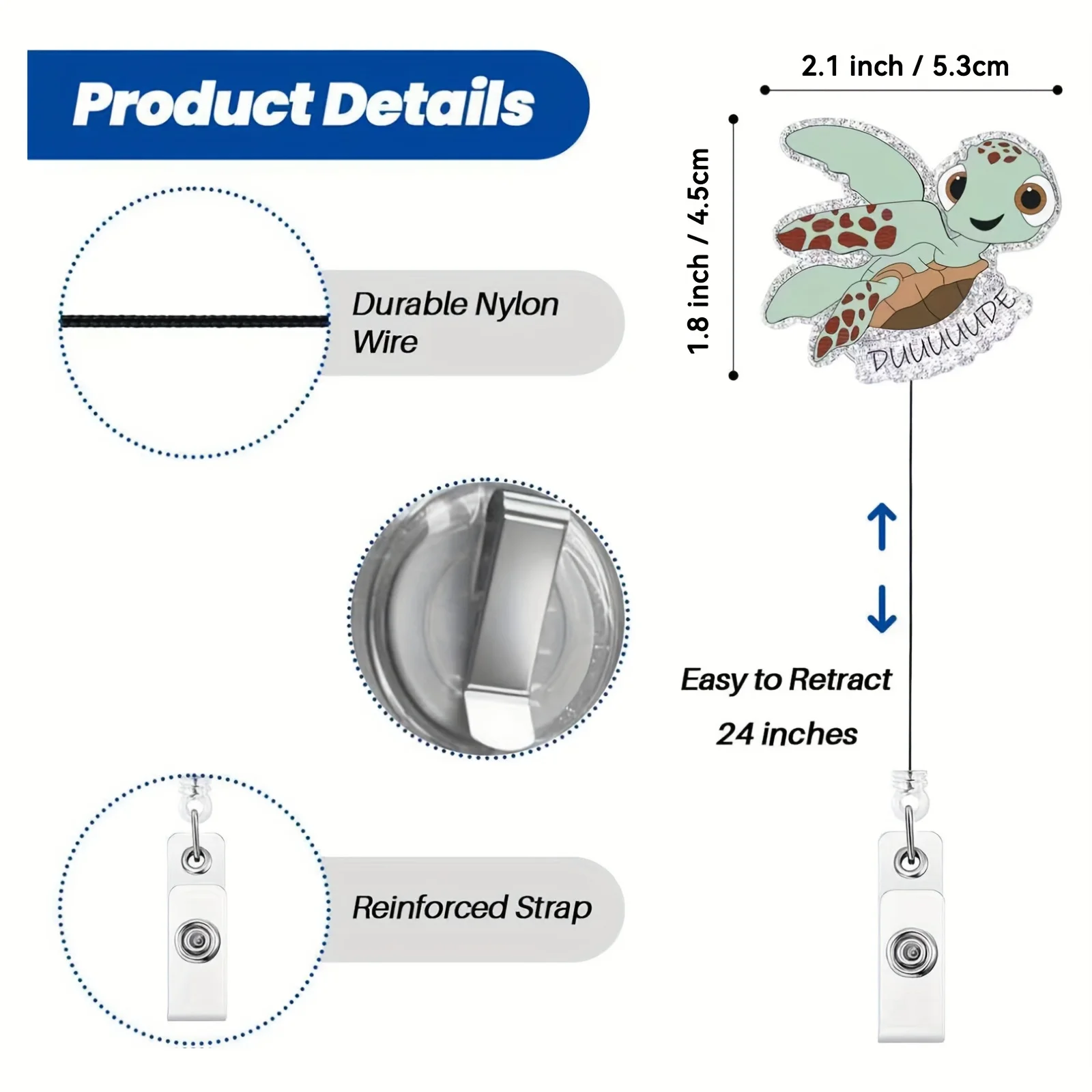 بكرة شارة ممرضة السلحفاة المضحكة، حامل شارة عمل لطيف مع مشبك قابل للسحب، أصدق شارة الأطفال، طالب التمريض