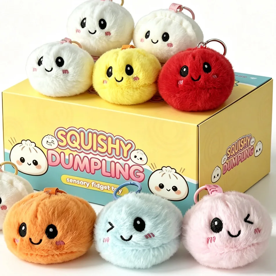 

In Stock 2026 Trendy New Style Bag Hanging Cute Simulation Dumpling Plush Keychain Backpack Pendant Cartoon Toy Gift