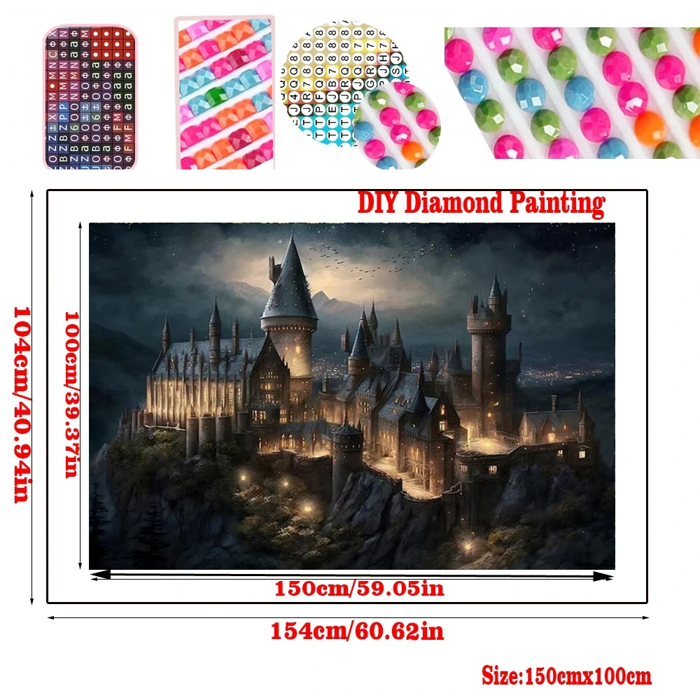 Magic School DIY Diamond Painting Ancient Castle High Quality Large Size 150x100cm Landscape Full Diamond Embroidery Kits