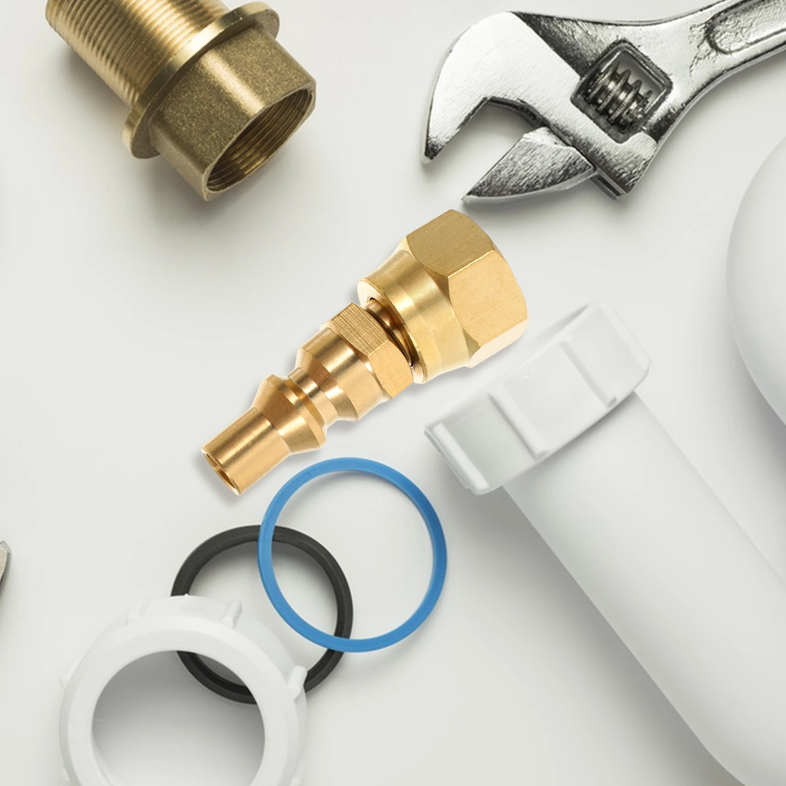 

1pc 1/4 Inch To 3/8 Inch Brass Propane Quick Connect Adapter For Rv Grills Flare Fitting Connector Outdoor Bbq Heating Cooking