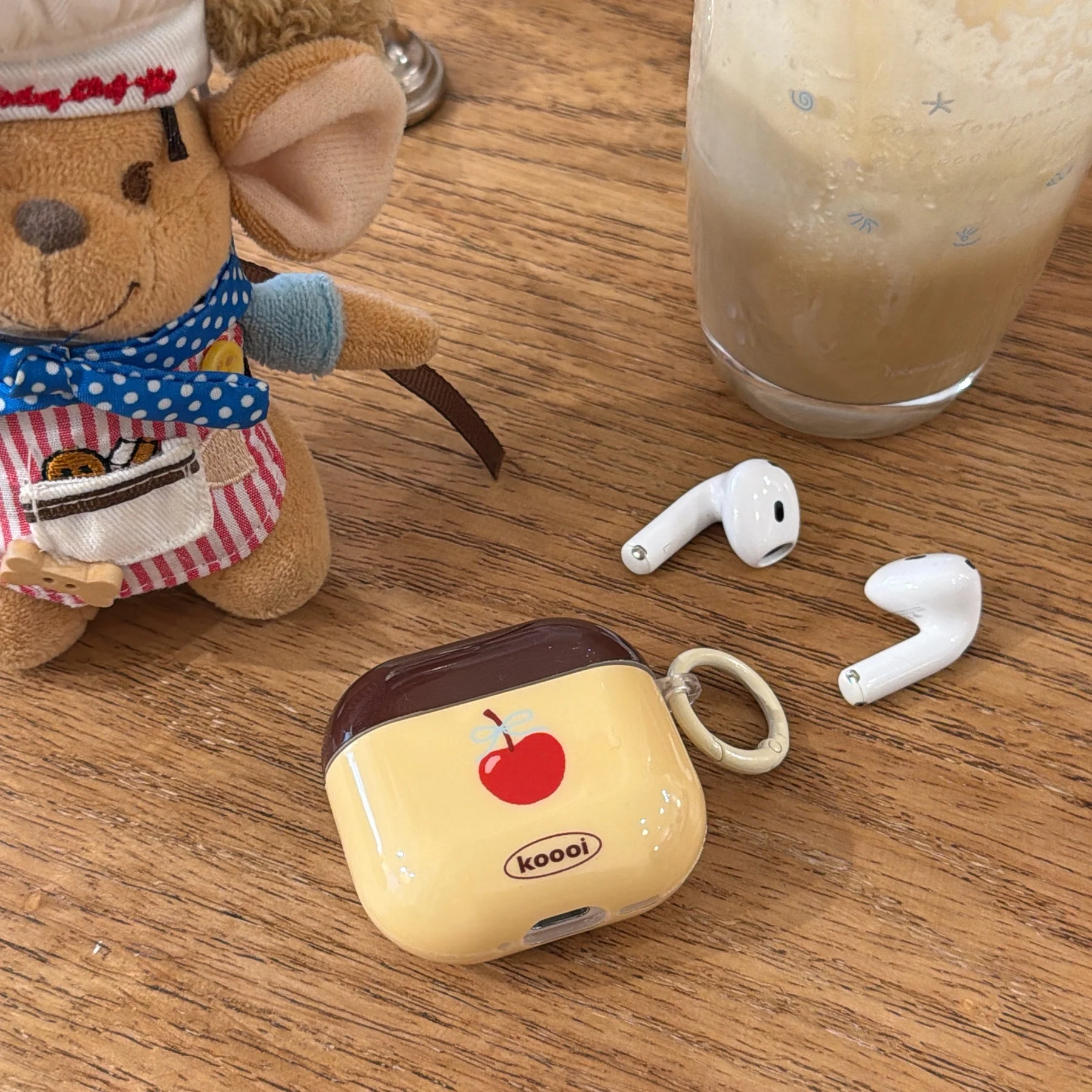 

Korea Cute Apple Transparent Blue Soft Earphone Case For AirPods 2 3 4 Pro 2 Bluetooth Earphone Charging Box Cover With