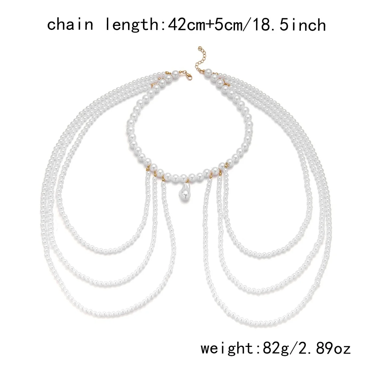 Barocke unregelmäßige Imitation Perle Perlen Halskette für Frauen Männer minimalistische mehrschichtige Perle Kette Halsband vielseitiger Körperschmuck – Detail 5