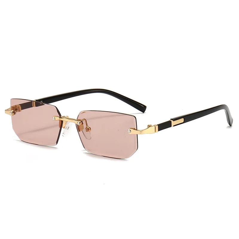 Gafas de sol rectangulares sin montura para hombre y mujer, lentes de sol cuadradas pequeñas a la moda, accesorio de verano para exteriores