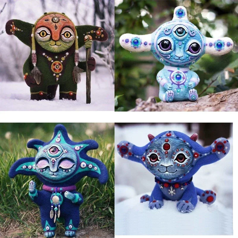 

New Creature Fairy Fantasy World Furnishes Dwarf Funny Resin Statue Cartoon Three-eyed Alien Outdoor Garden Home Decoration Gift