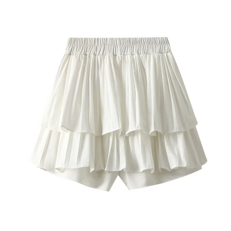 

Summer A-line High Waist Shorts Skirts Women 2025 Trendy Sweet Solid Color Casual Black White Shorts