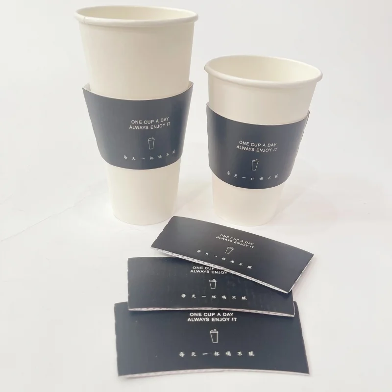 Customized productcustom printing eco-friendly reusable paper cup sleeve hot coffee cup sleeve