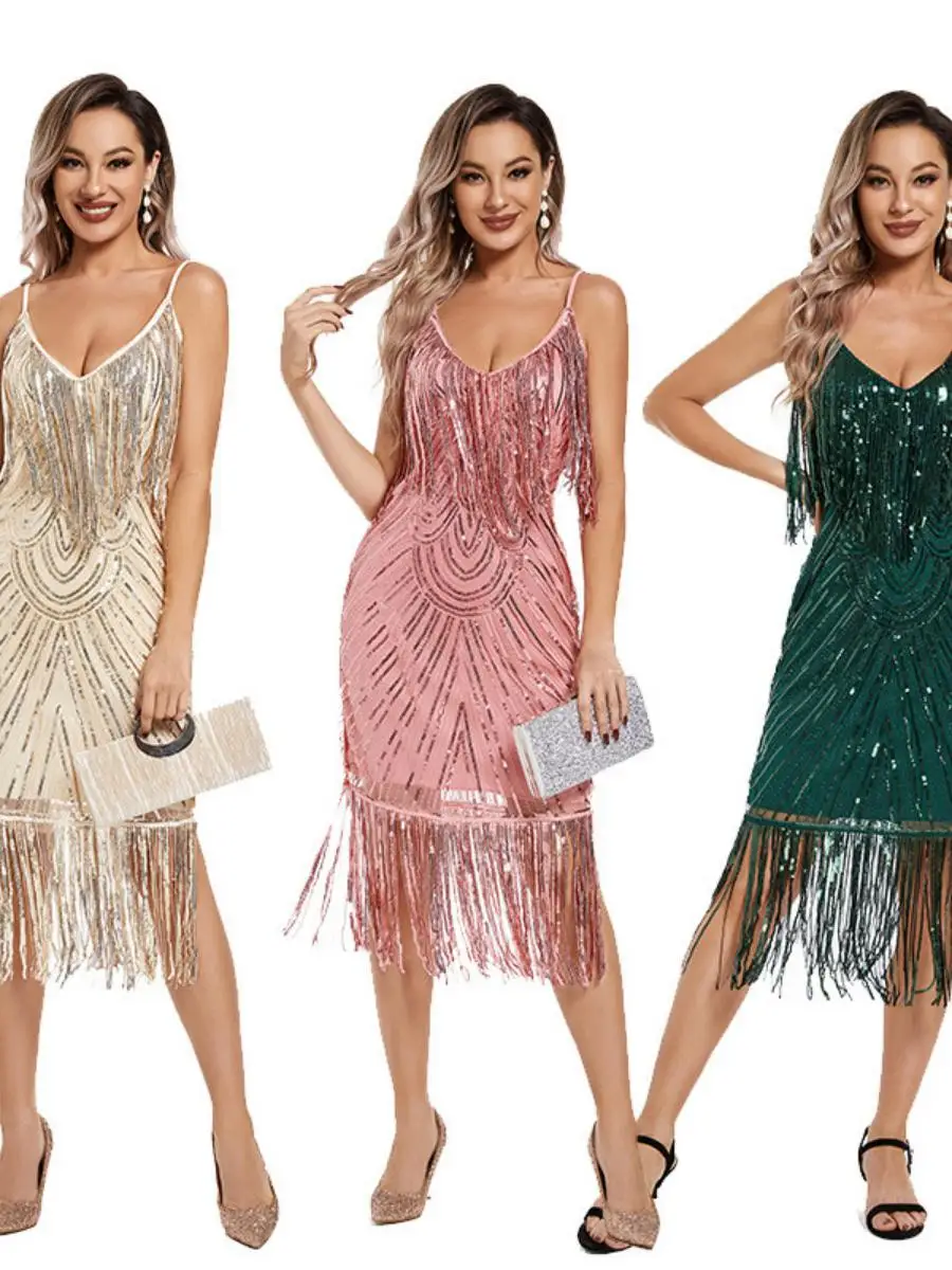 Sexy vintage Gatsby Dr Scintillante Matrimonio Dr Svel Bodycon Dr per le donne Stagione invernale Speciale Ocn Dr
