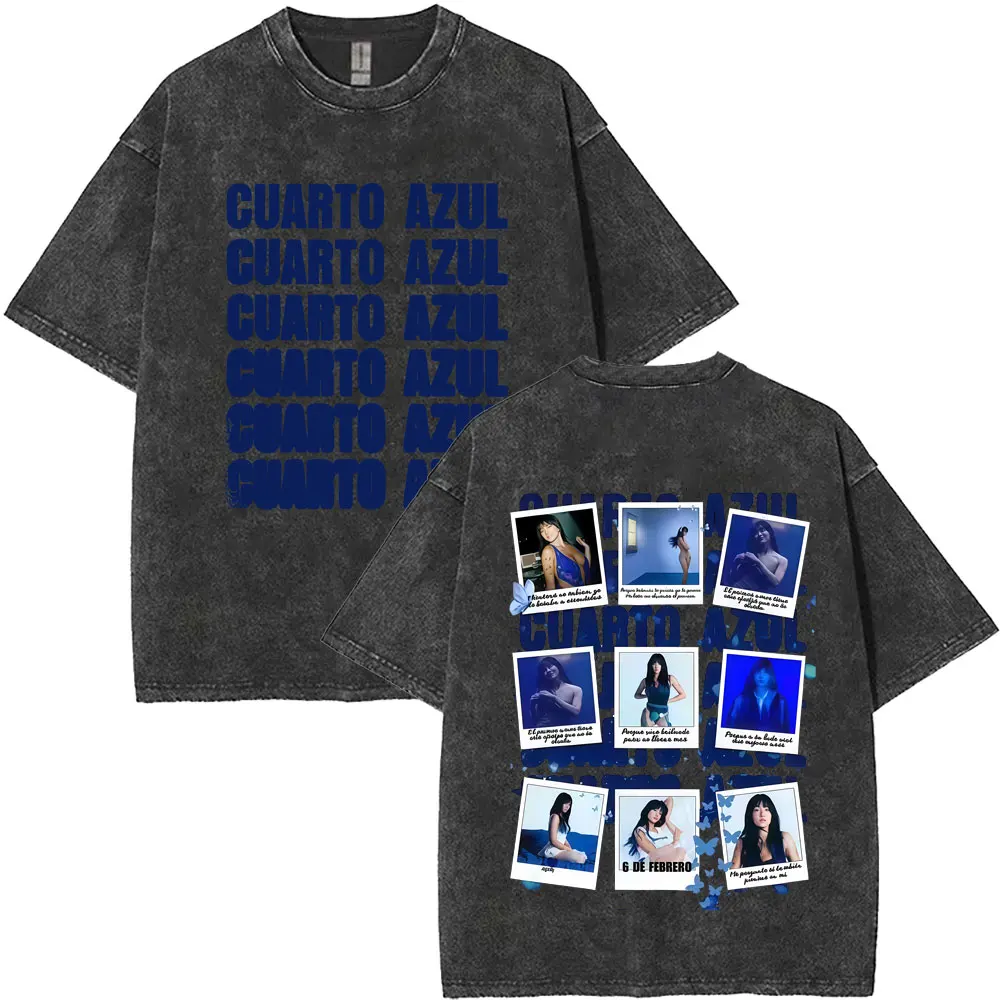 

Washed Vintage Singer Aitana Graphic T Shirts CUARTO AZUL World Tour 2026 T-shirt Men Women Fashion Oversized Cotton T-shirts