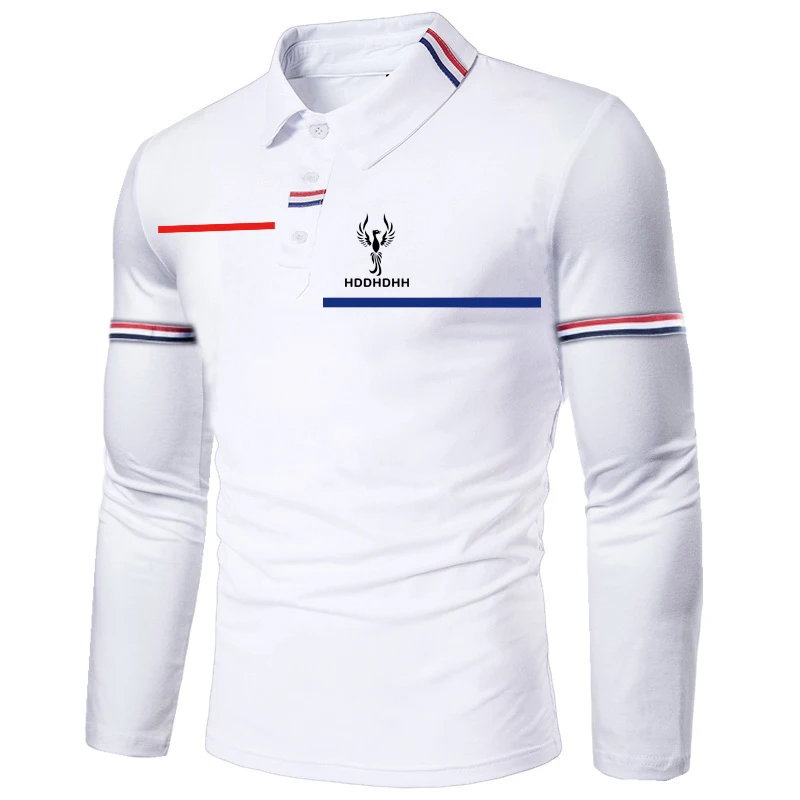HDDHDHH Brand Print New Fashion Polo Men\'s Shirts Striped Print T-shirt Casual Long Sleeve Tops Clothes