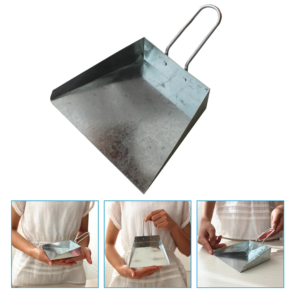 

Pans Mini Dustpan Junk Case Desktop Garbage Silver Iron Sheet Refuse Container Child