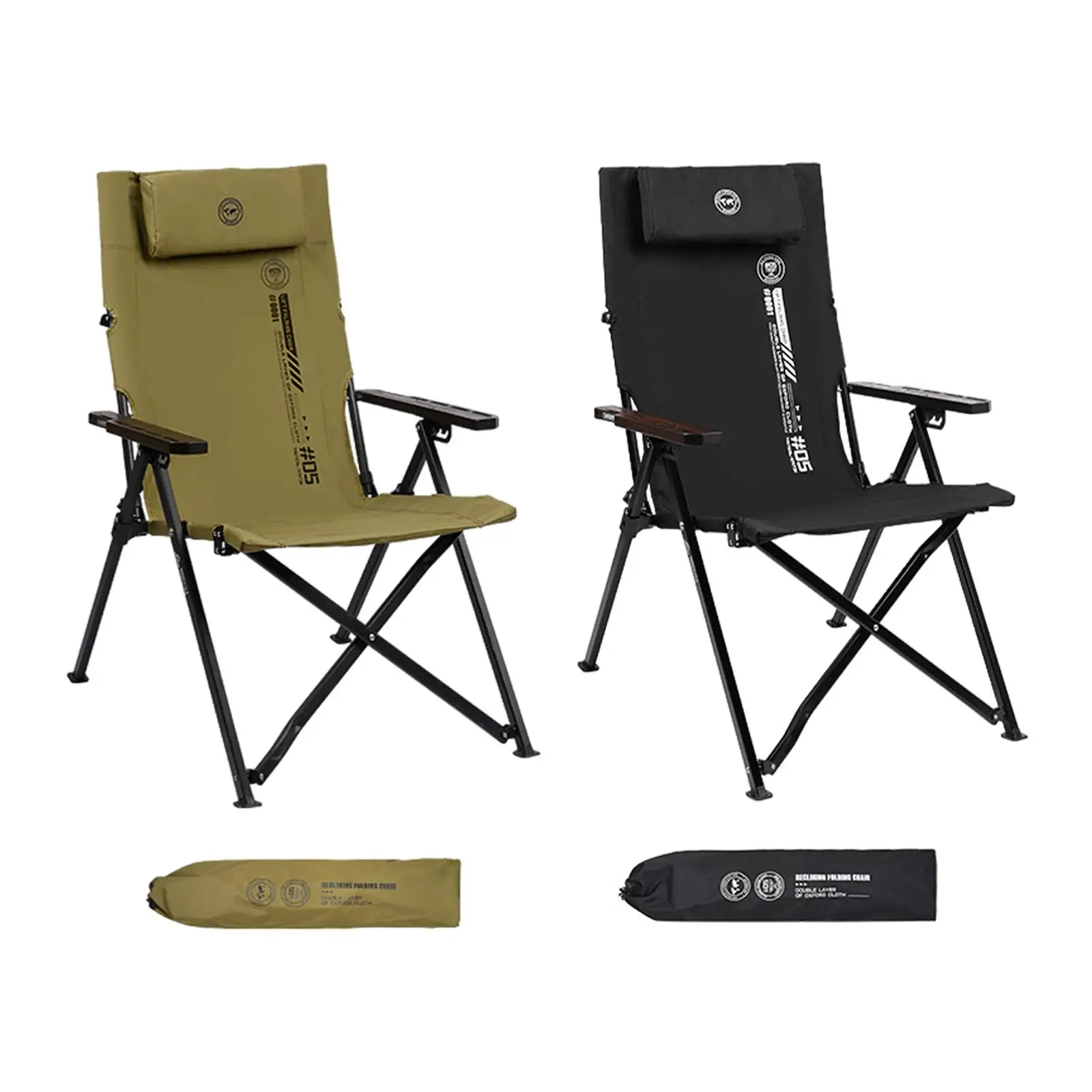 Camping Folding Chair Leisure Chair with Carrying Bag Portable High Back Beach Chair for BBQ Traveling Picnic Backyard Hiking