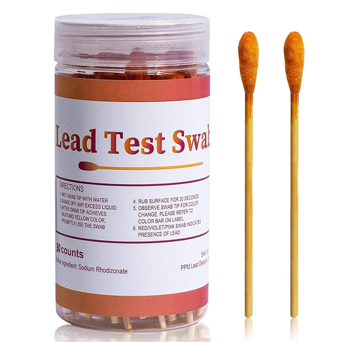 30PCS Lead Test Swabs, Instant Lead Test Kit for All Painted Surfaces,Ceramics, Dishes, Metal, Wood, Lead Testing Strips