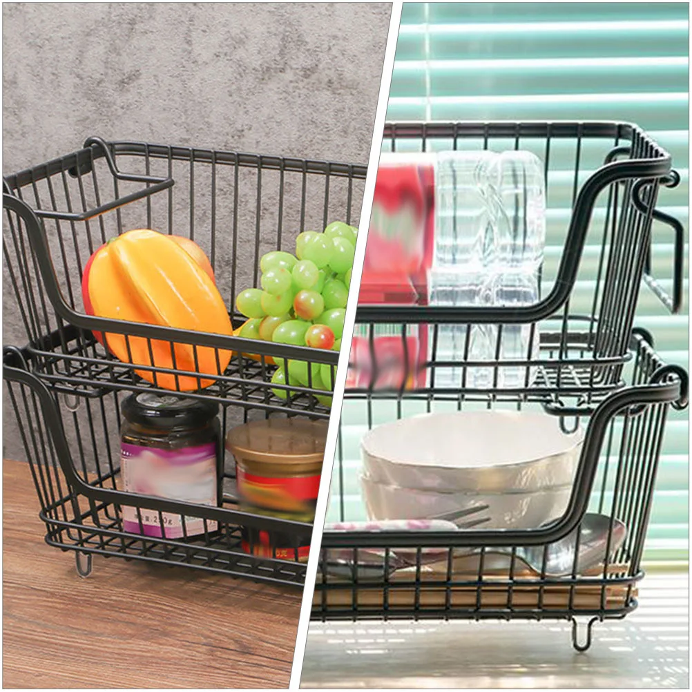 

Metal Wire Storage Basket Iron Bathroom Organizer Snack Handle Fruit Vegetable Box Multifunctional Home Desktop Holder