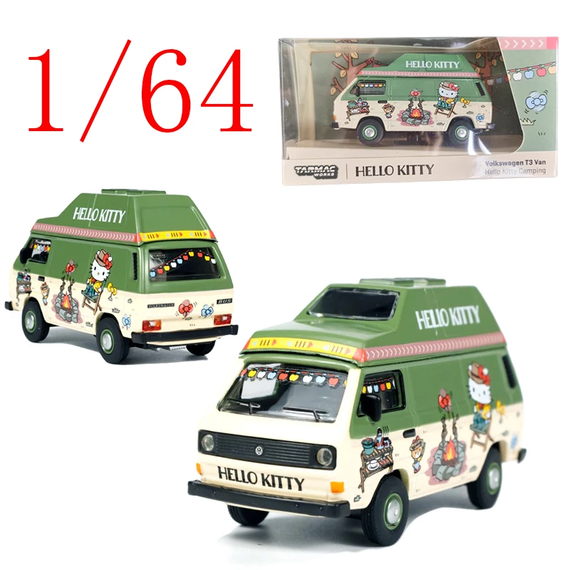 

TW Diecast 1/64 Scale Hello Kitty Alloy Model Cars Hello Kitty T3 Van Play Vehicles Toys for Boys Gift Original Box