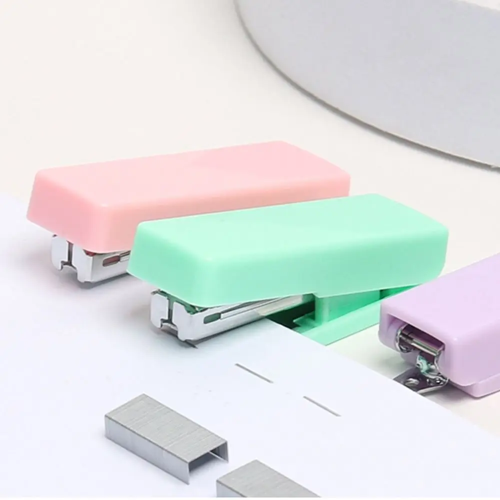 Creative Candy Color Mini Stapler Metal Bookbinding Supplies Small Stapler Multifunction Manual Binding Tool School Office