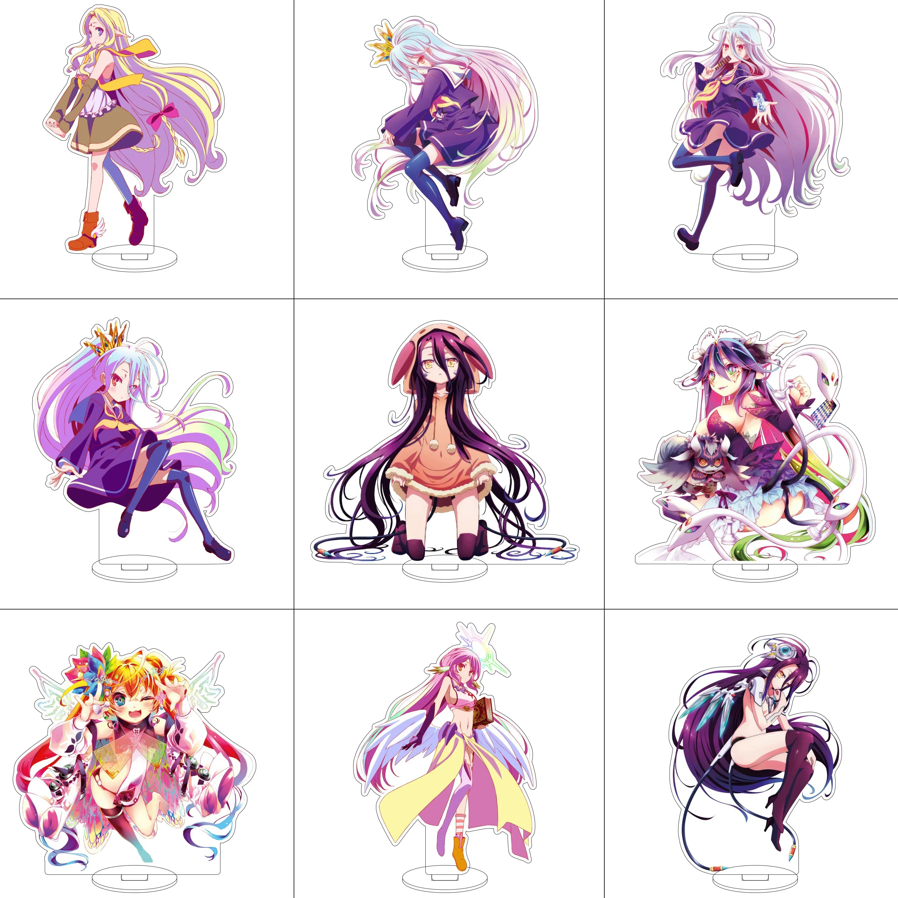 

Hot Anime NO GAME NO LIFE Cosplay Acrylic Stand Halloween Ornaments Jibril Shiro Sora Hatsuse Izuna Figure Gifts 15cm