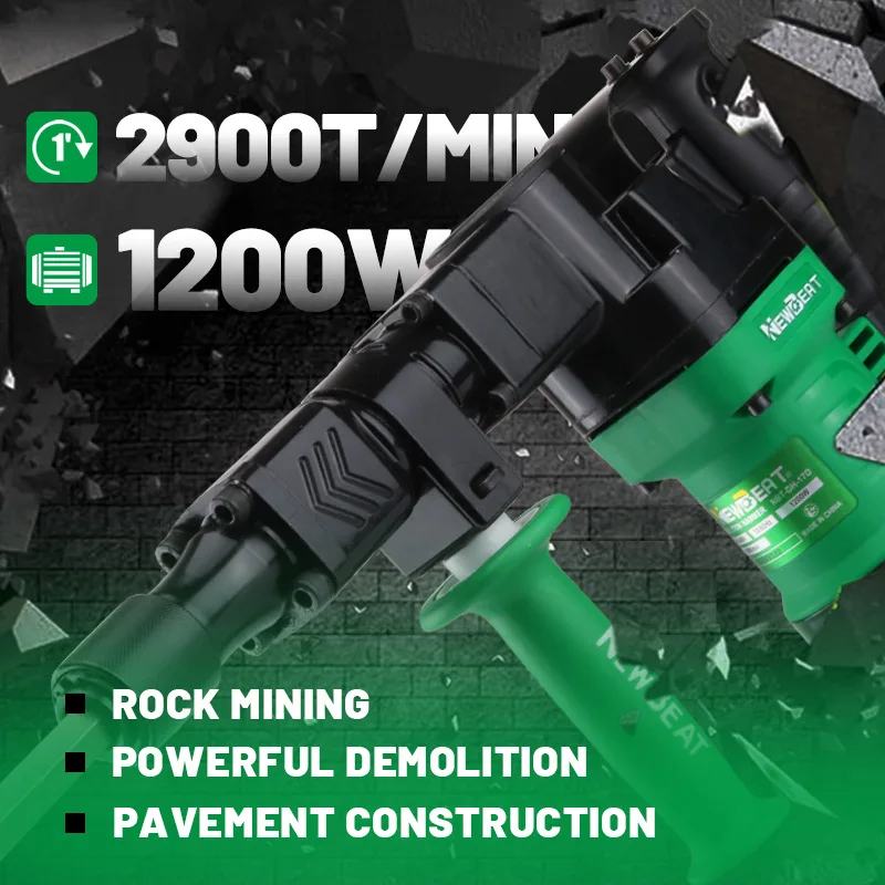 

1200W High Power Small Electric Pick Concrete Breaking Wall Slotting Artifact European Rules American Rules Power Tools 182