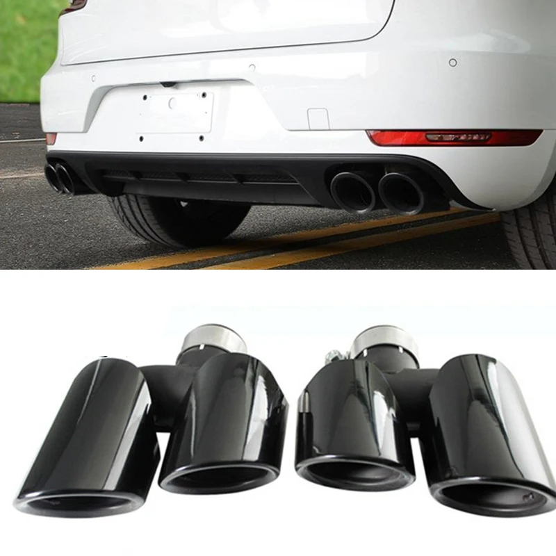 

GTS Style Exhaust Muffler Tips Pipe For Porsche Macan 2.0T Base 2014-2018 Titanium Black Rear Tail Air Outlet Vent Kit Tailpipe