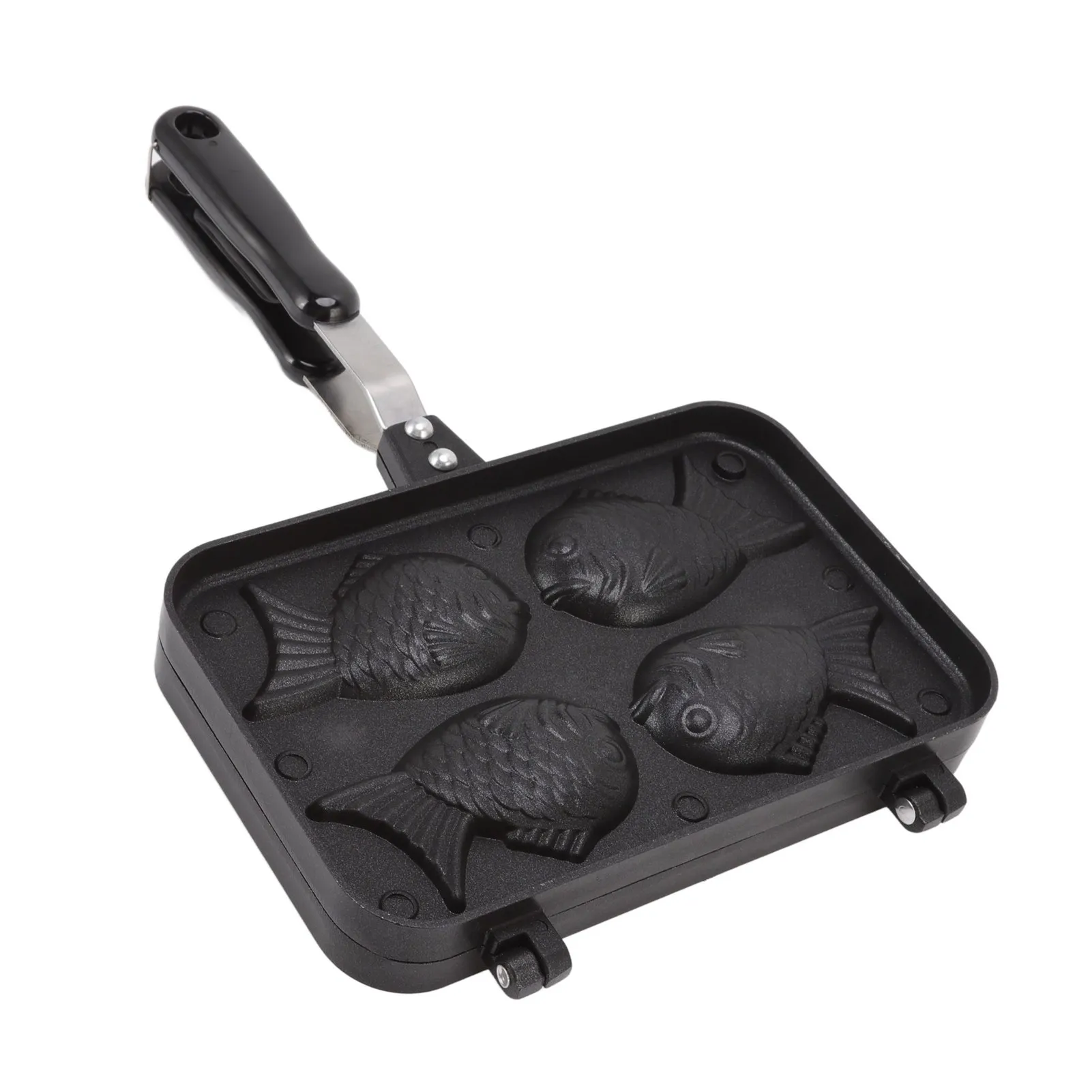 4 Trays Taiyaki Baking Pan Aluminum Alloy Double Sided Non Stick Waffle Baking Mold Taiyaki Fish Shape Cake Maker for Home