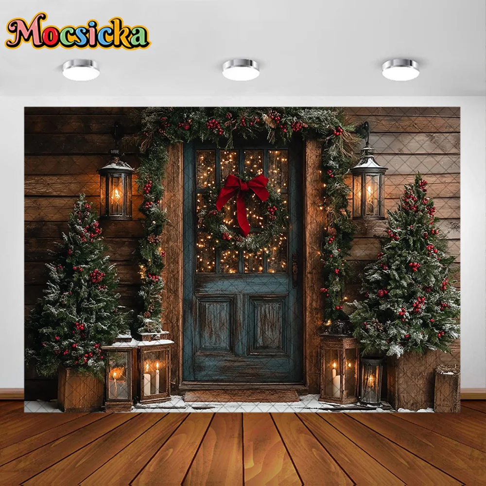 Mocsicka التصوير خلفية إكليل الباب عيد الميلاد الديكور الأسرة عيد الميلاد عطلة صورة خلفيات الصور للصور