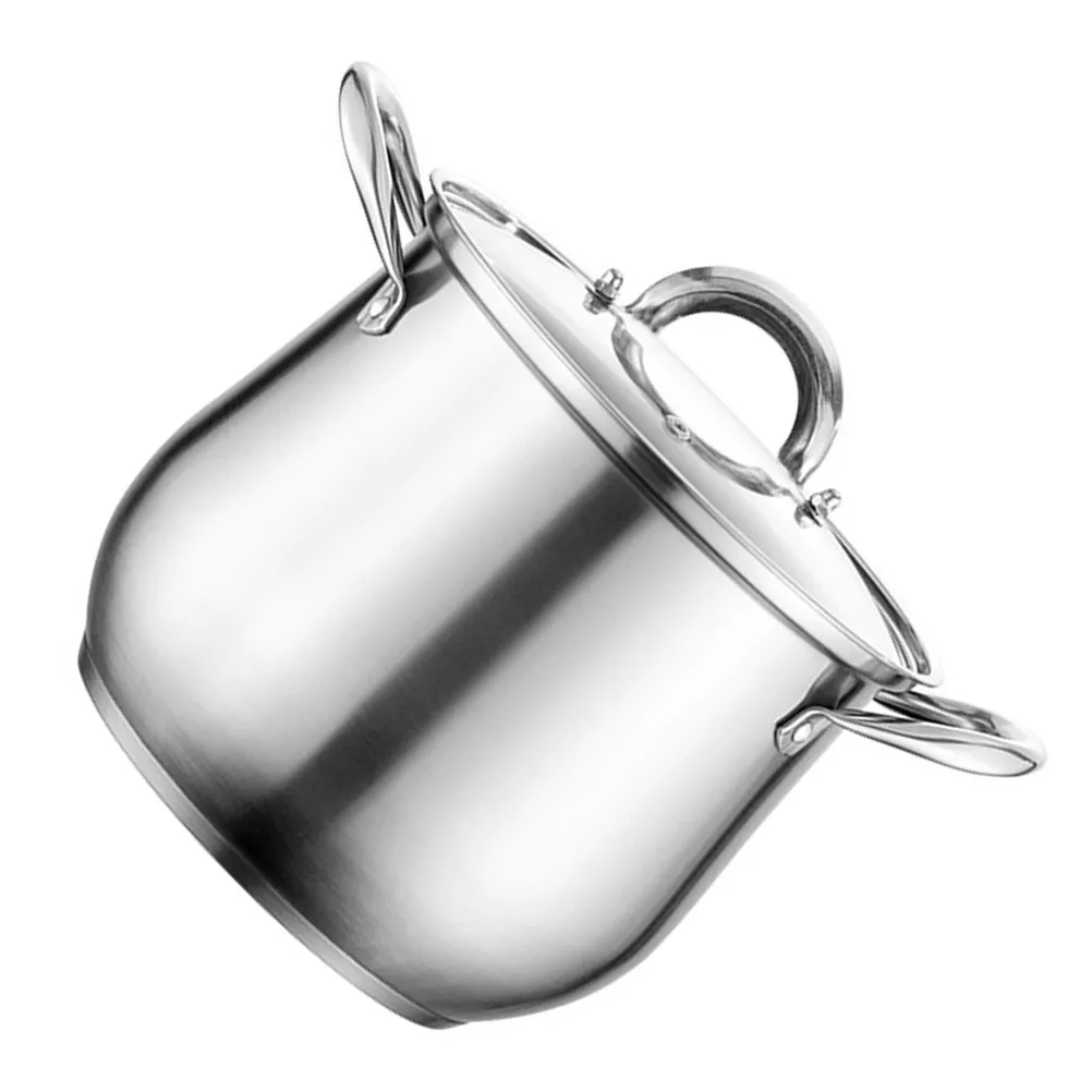 

Large Capacity Thickened Stainless Steel Stock Pot Double Handles Anti Spill Rim Home Cooking Large Soup Stew Pot Kitchen