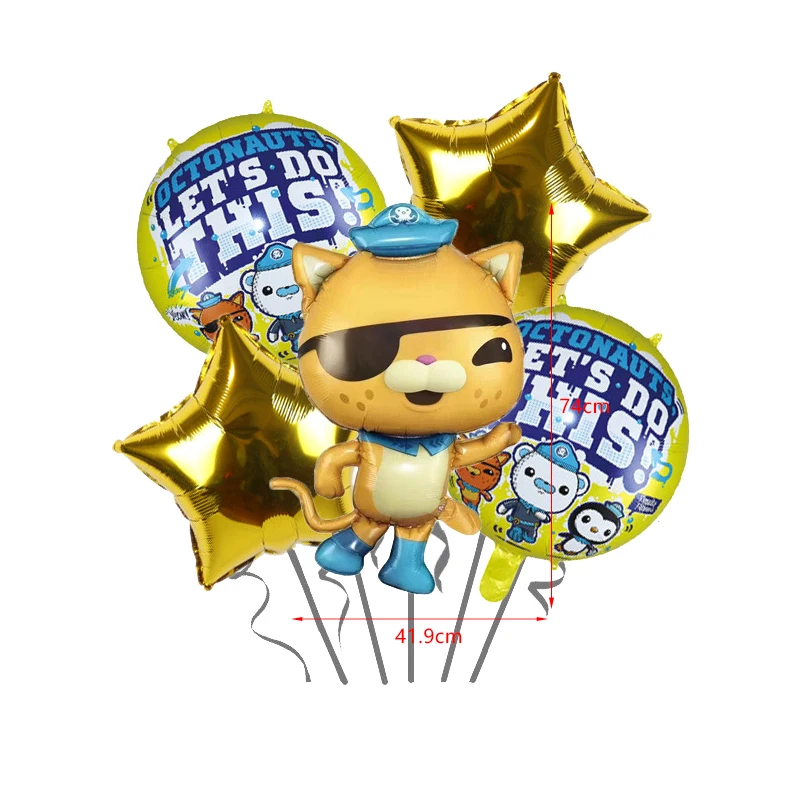 Octonauts Geburtstagsparty-Dekoration, Aluminiumfolienballon, Latex, Kinder-Eventzubehör, Einweggeschirr, Banner, Hintergrund, Geschenk