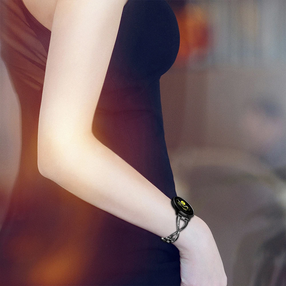 22 مللي متر 18 مللي متر 20 مللي متر الماس الفولاذ المقاوم للصدأ حزام (استيك) ساعة حزام لسامسونج غالاكسي ساعة 3 4 5 برو 40 مللي متر 44 مللي متر 42 مللي متر 46 مللي متر Active2 معصمه